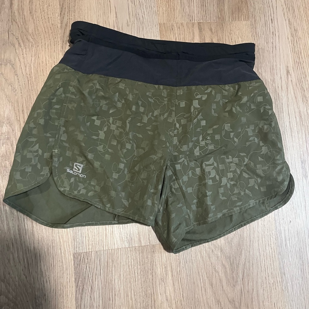 Salomon Women's Olive and Black Athletic Shorts
